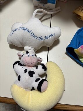 Plush Cow on Moon Baby Mobile Toy - "Cow Jumped Over the Moon"